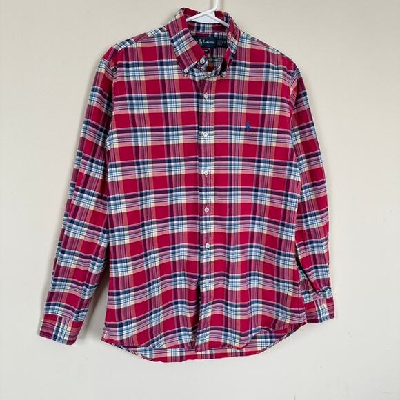 Ralph Lauren Plaid Shirt Mens SMALL Custom Fit Preppy Button Down Academic - Picture 3 of 8